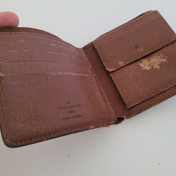 Vintage Louis Vuitton Men's LV Brown Bi-Fold Leather Wallet Monogram Fair Retro - Picture 3 of 13